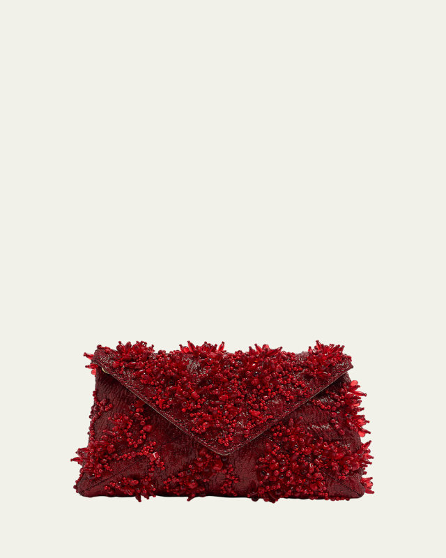 Beaded Envelope Flap Clutch Bag